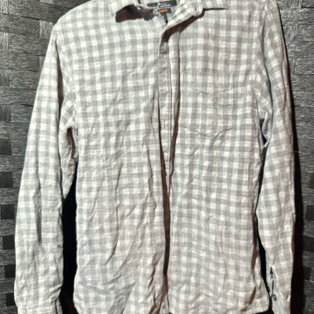Marc Anthony Gray Casual Button Down Shirt Gingham Pattern